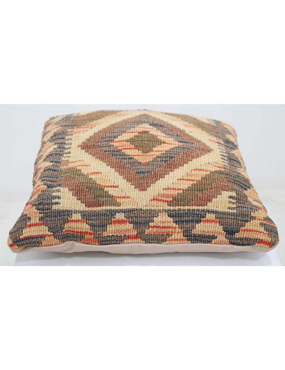 Hand Woven Tribal Multi Color Geometric Wool Pillow - 1'5'' x 1'5'' Arteverk Arteverk Rugs