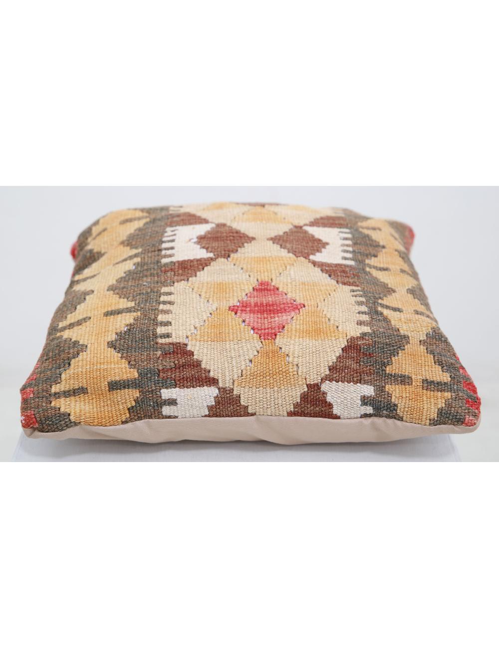 Hand Woven Tribal Multi Color Geometric Wool Pillow - 1'5'' x 1'5'' Arteverk Arteverk Rugs