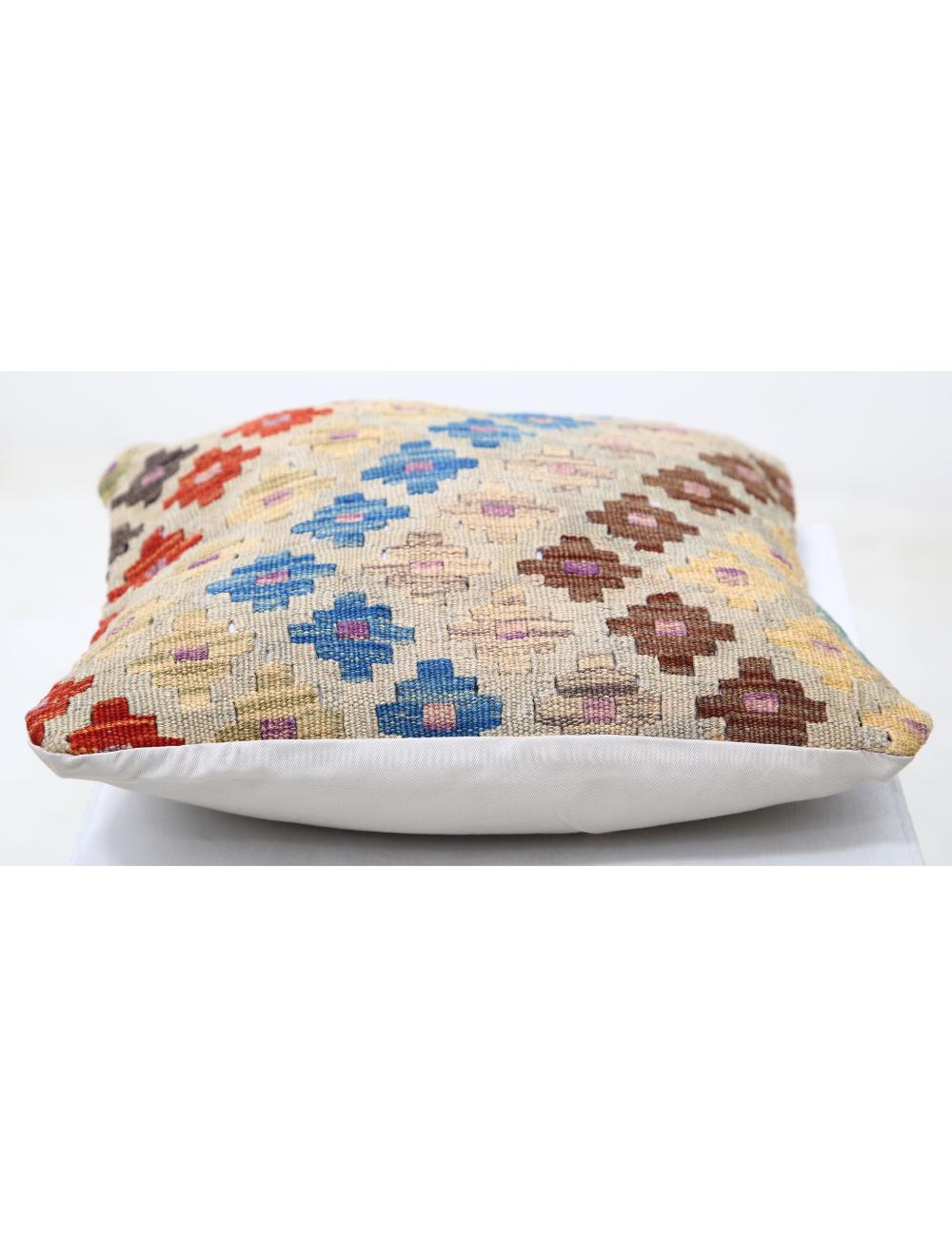 Hand Woven Tribal Multi Color Geometric Wool Pillow - 1'5'' x 1'5'' Arteverk Arteverk Rugs