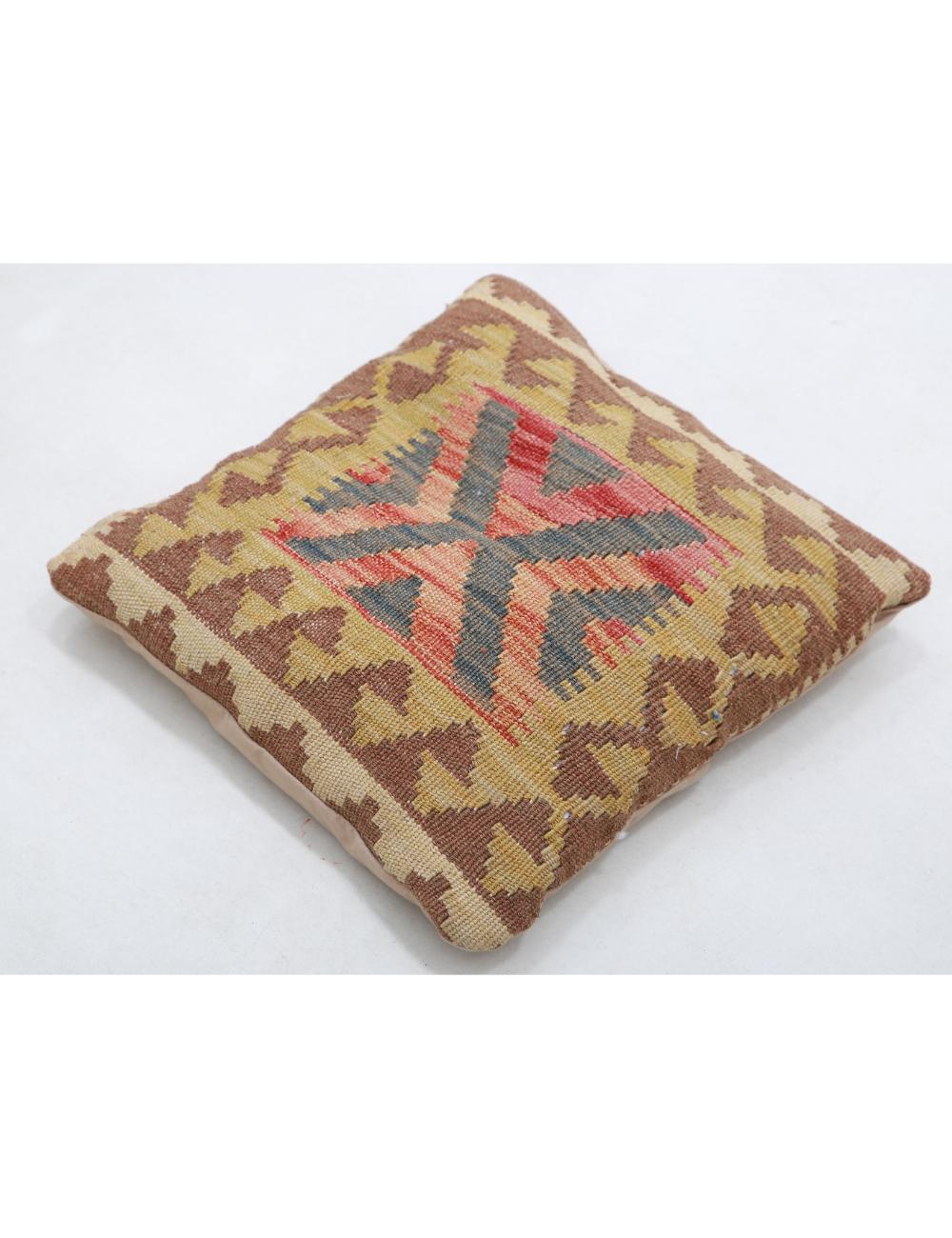 Hand Woven Tribal Multi Color Geometric Wool Pillow - 1'5'' x 1'5'' Arteverk Arteverk Rugs