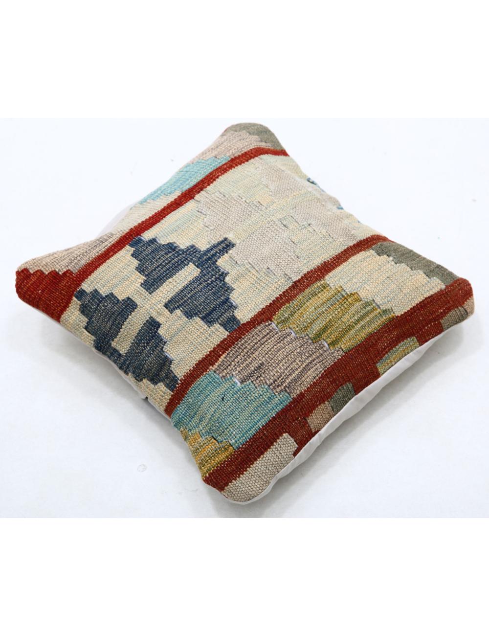 Hand Woven Tribal Multi Color Geometric Wool Pillow - 1'5'' x 1'5'' Arteverk Arteverk Rugs