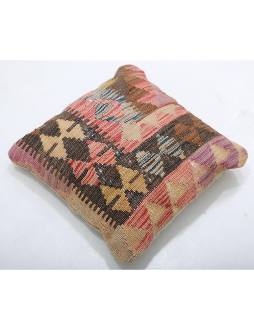 Hand Woven Tribal Multi Color Geometric Wool Pillow - 1'5'' x 1'5'' Arteverk Arteverk Rugs