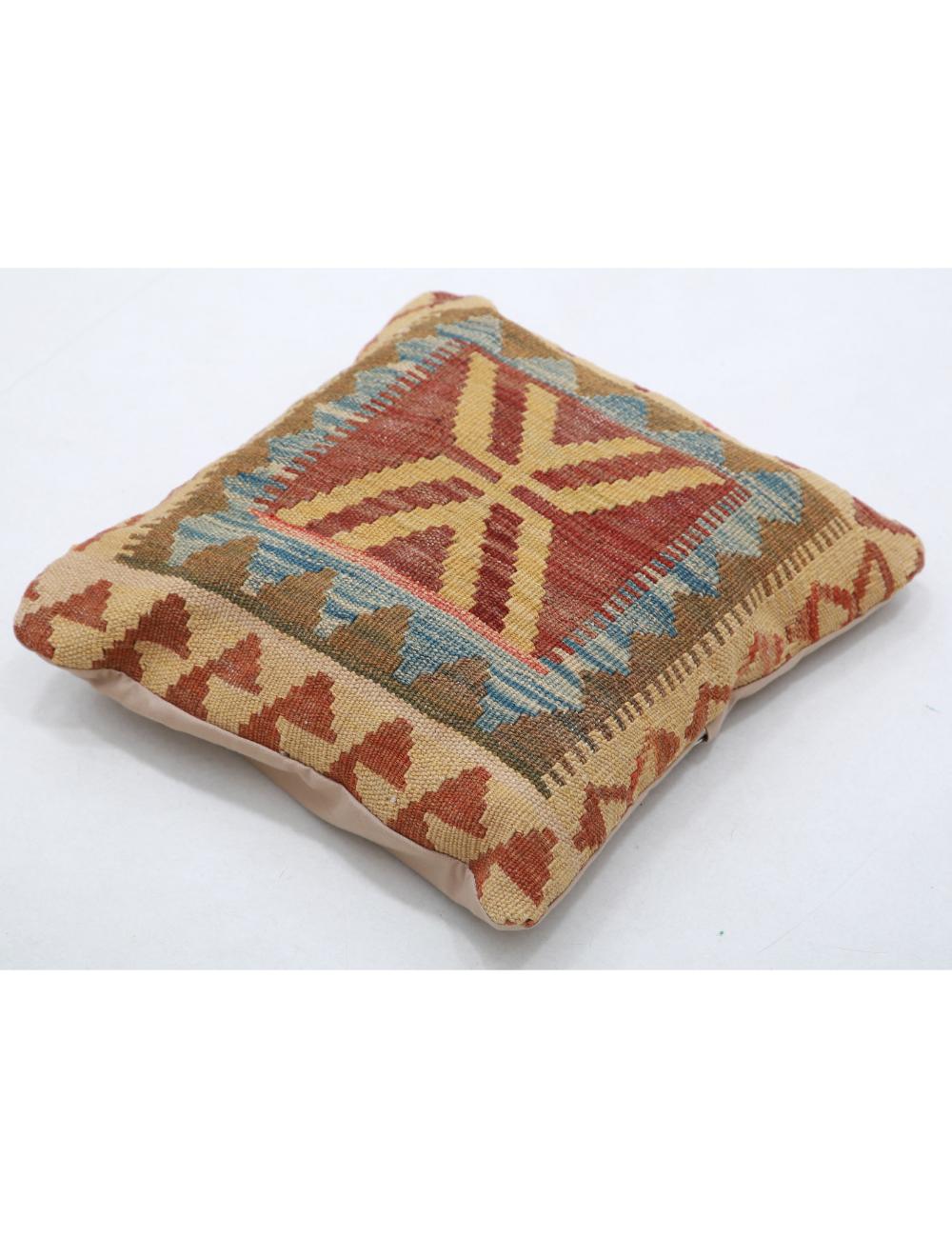 Hand Woven Tribal Multi Color Geometric Wool Pillow - 1'5'' x 1'5'' Arteverk Arteverk Rugs