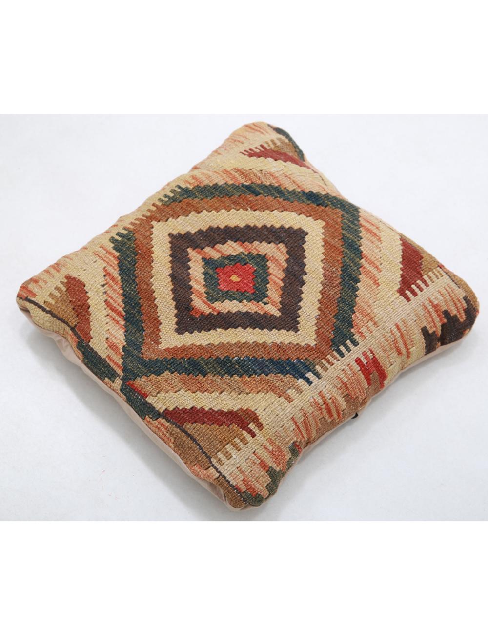 Hand Woven Tribal Multi Color Geometric Wool Pillow - 1'5'' x 1'5'' Arteverk Arteverk Rugs