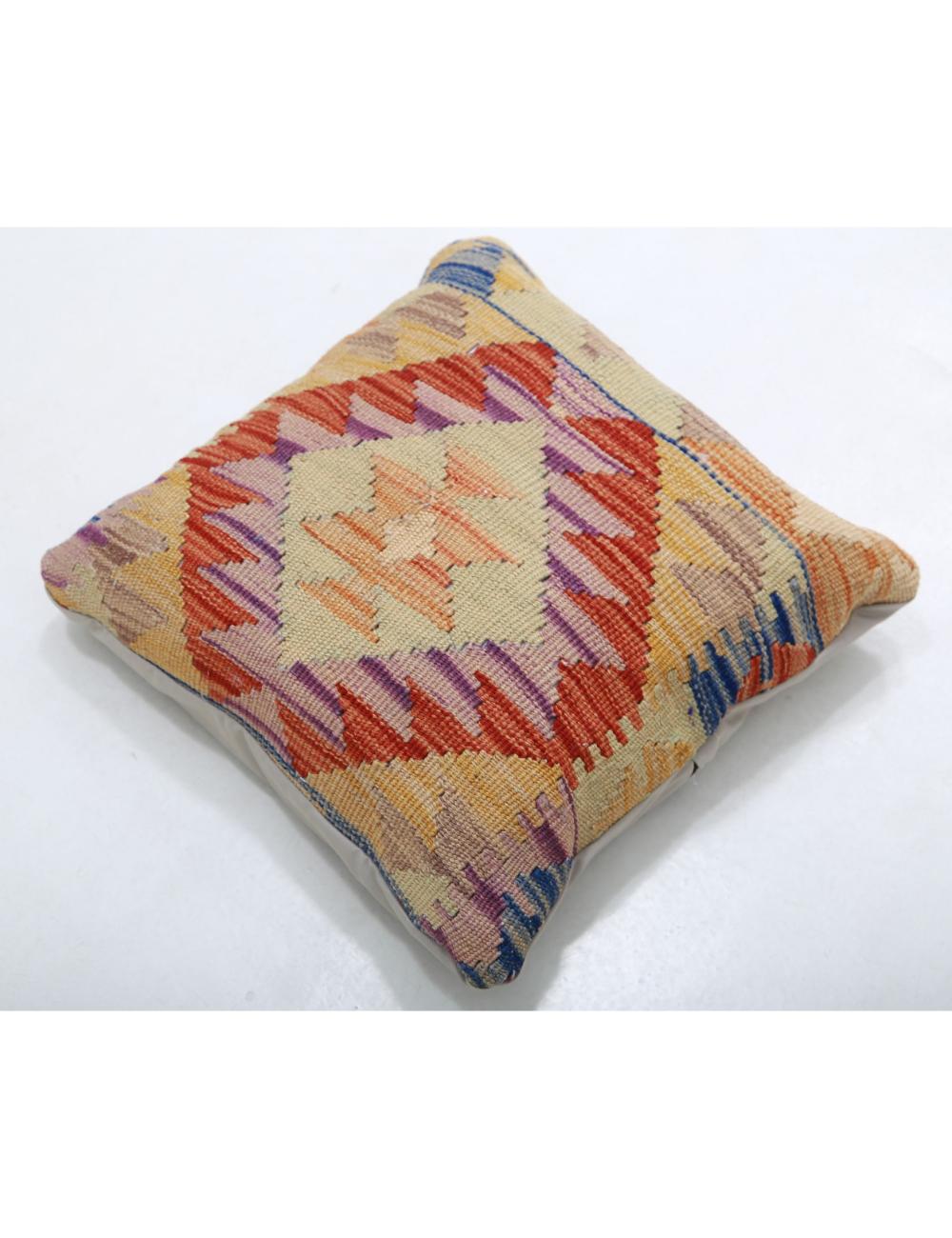 Hand Woven Tribal Multi Color Geometric Wool Pillow - 1'5'' x 1'5'' Arteverk Arteverk Rugs