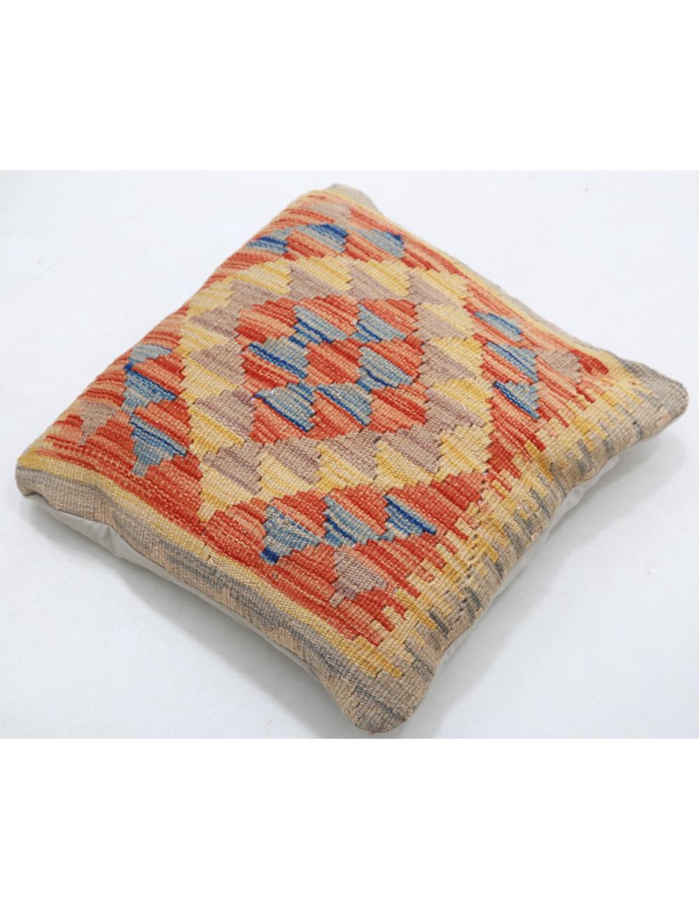 Hand Woven Tribal Multi Color Geometric Wool Pillow - 1'5'' x 1'5'' Arteverk Arteverk Rugs