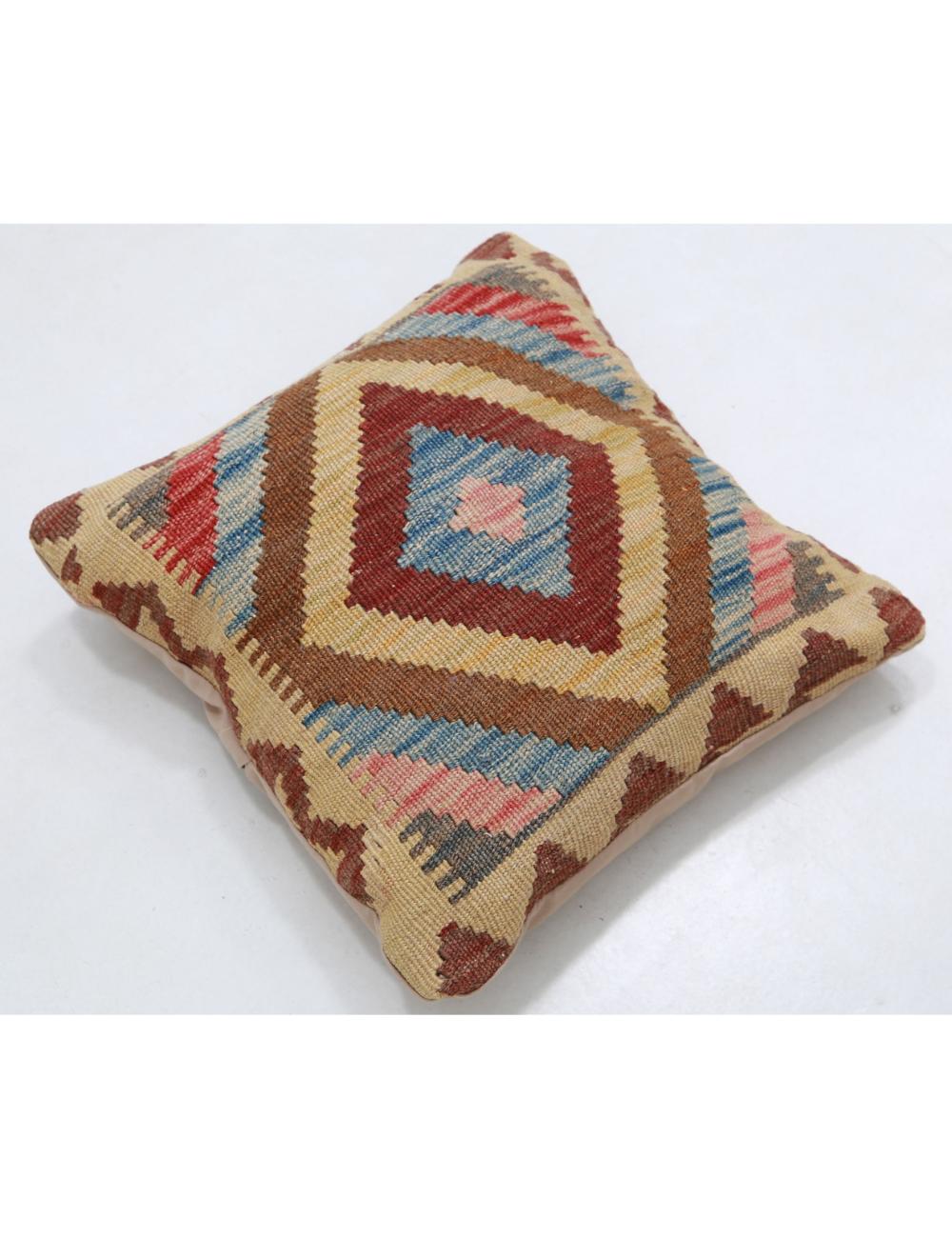 Hand Woven Tribal Multi Color Geometric Wool Pillow - 1'5'' x 1'5'' Arteverk Arteverk Rugs