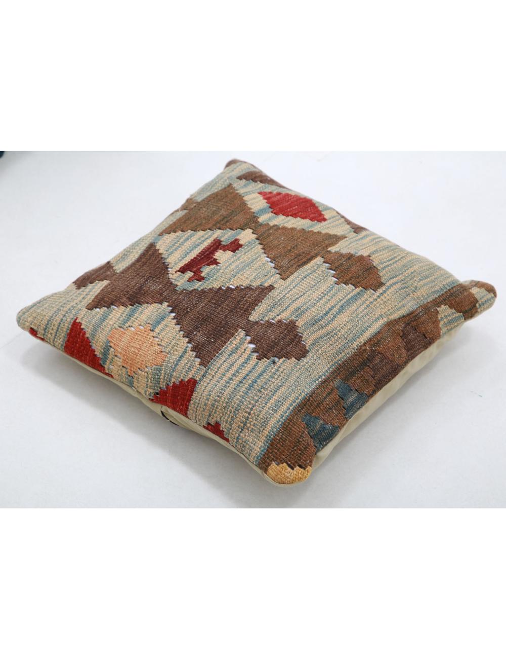 Hand Woven Tribal Multi Color Geometric Wool Pillow - 1'5'' x 1'5'' Arteverk Arteverk Rugs