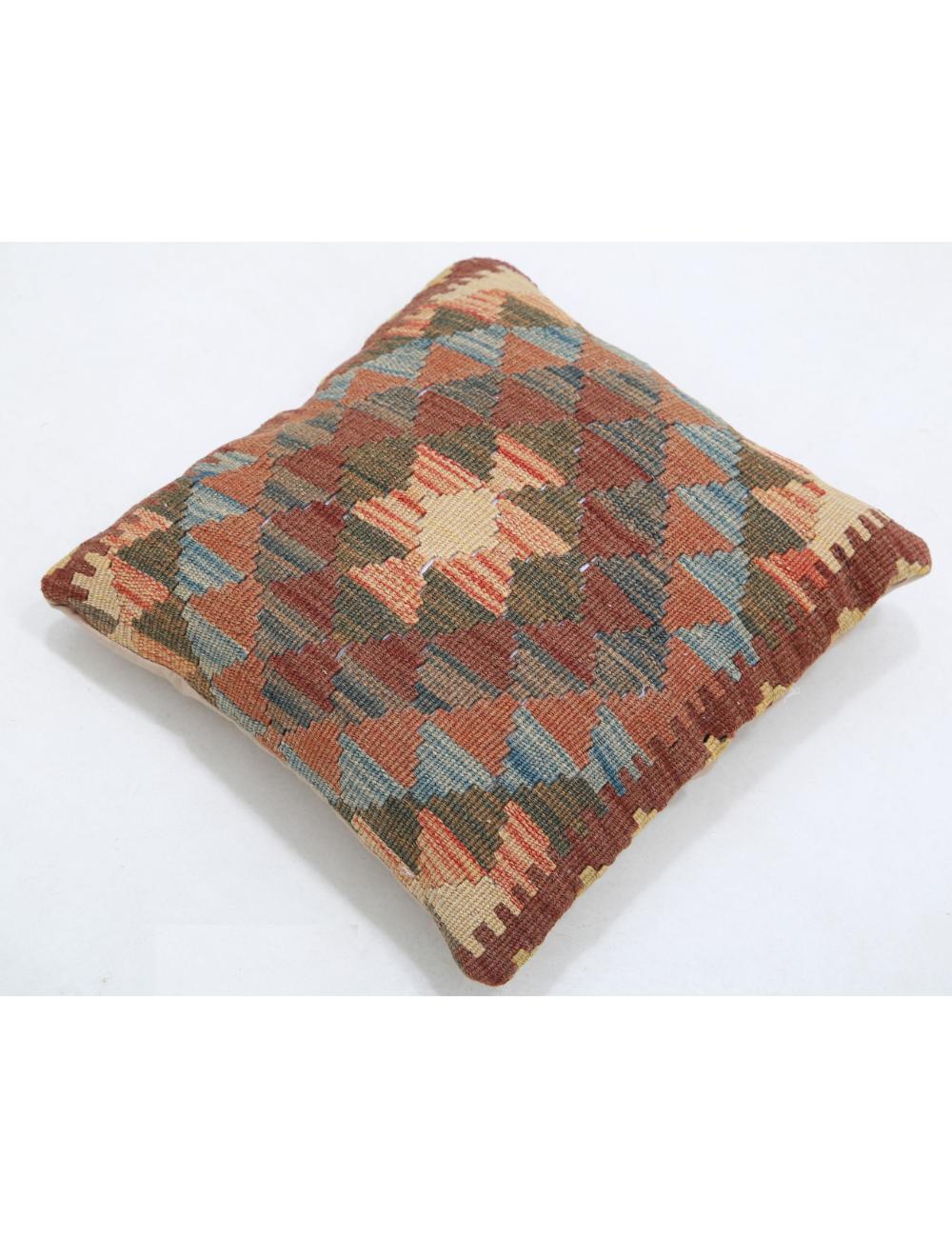 Hand Woven Tribal Multi Color Geometric Wool Pillow - 1'5'' x 1'5'' Arteverk Arteverk Rugs