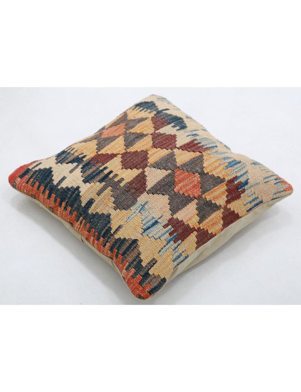 Hand Woven Tribal Multi Color Geometric Wool Pillow - 1'5'' x 1'5'' Arteverk Arteverk Rugs