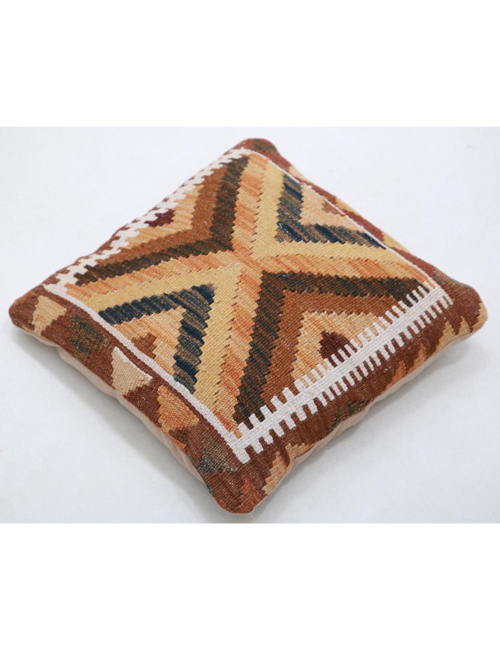 Hand Woven Tribal Multi Color Geometric Wool Pillow - 1'5'' x 1'5'' Arteverk Arteverk Rugs