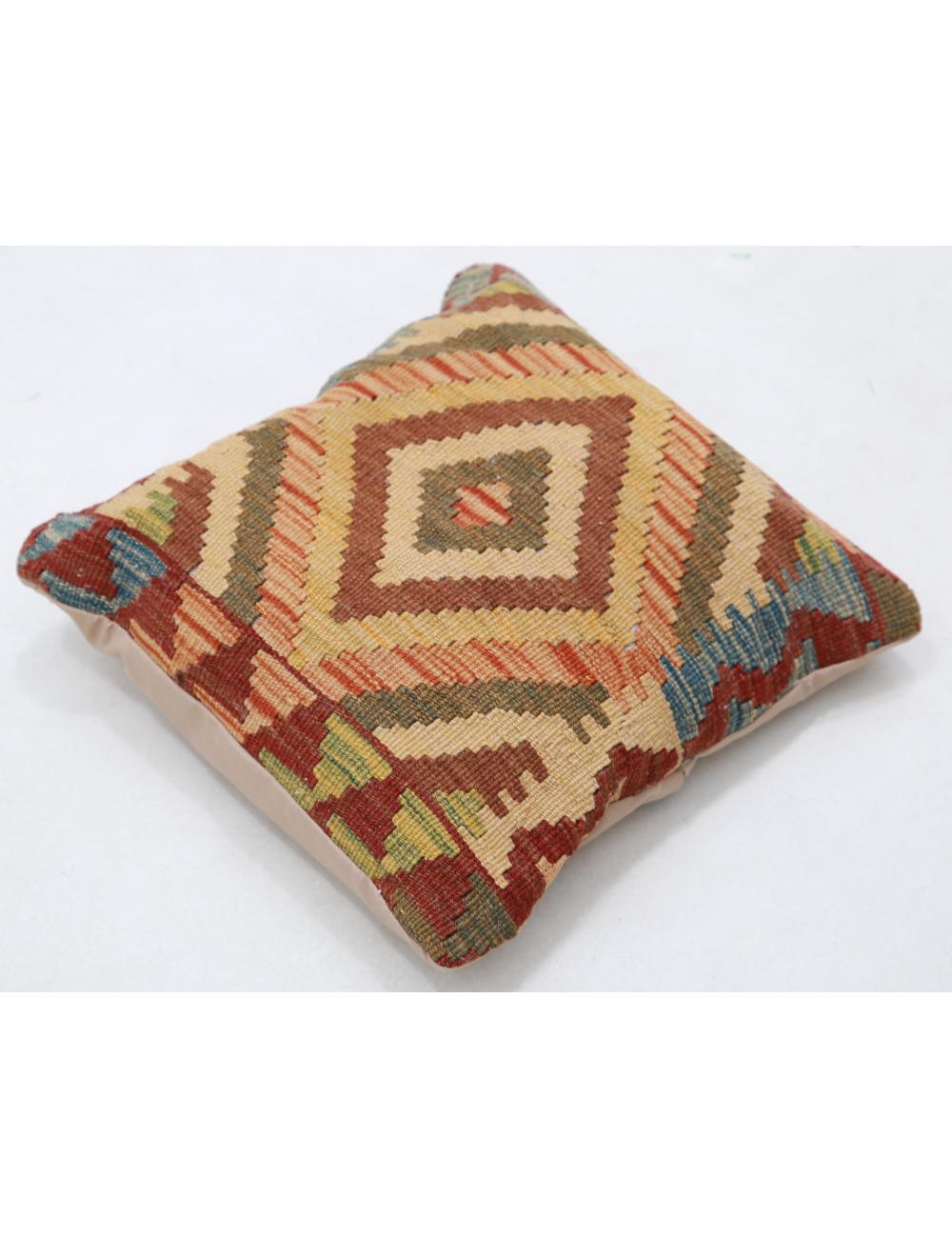 Hand Woven Tribal Multi Color Geometric Wool Pillow - 1'5'' x 1'5'' Arteverk Arteverk Rugs