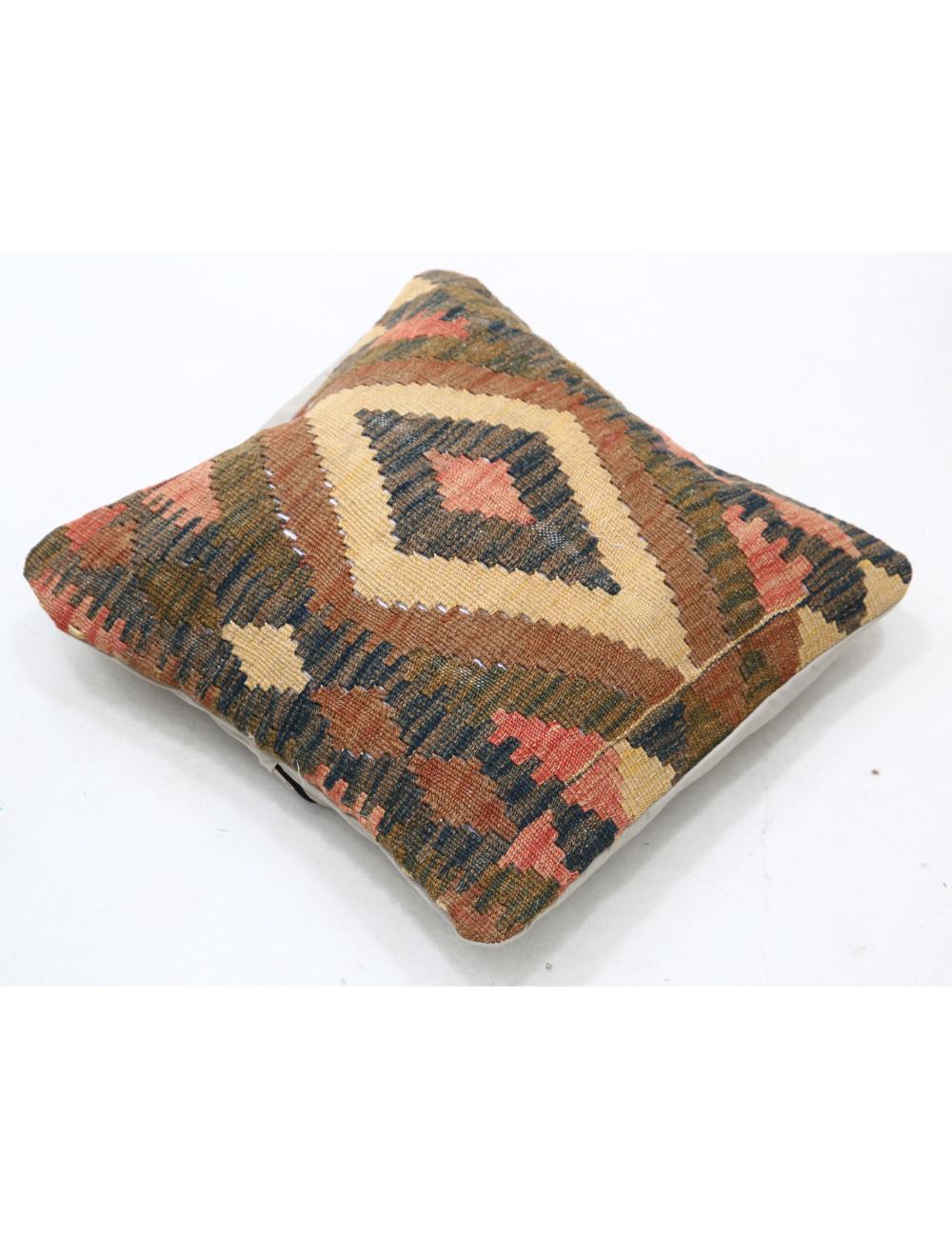Hand Woven Tribal Multi Color Geometric Wool Pillow - 1'5'' x 1'5'' Arteverk Arteverk Rugs
