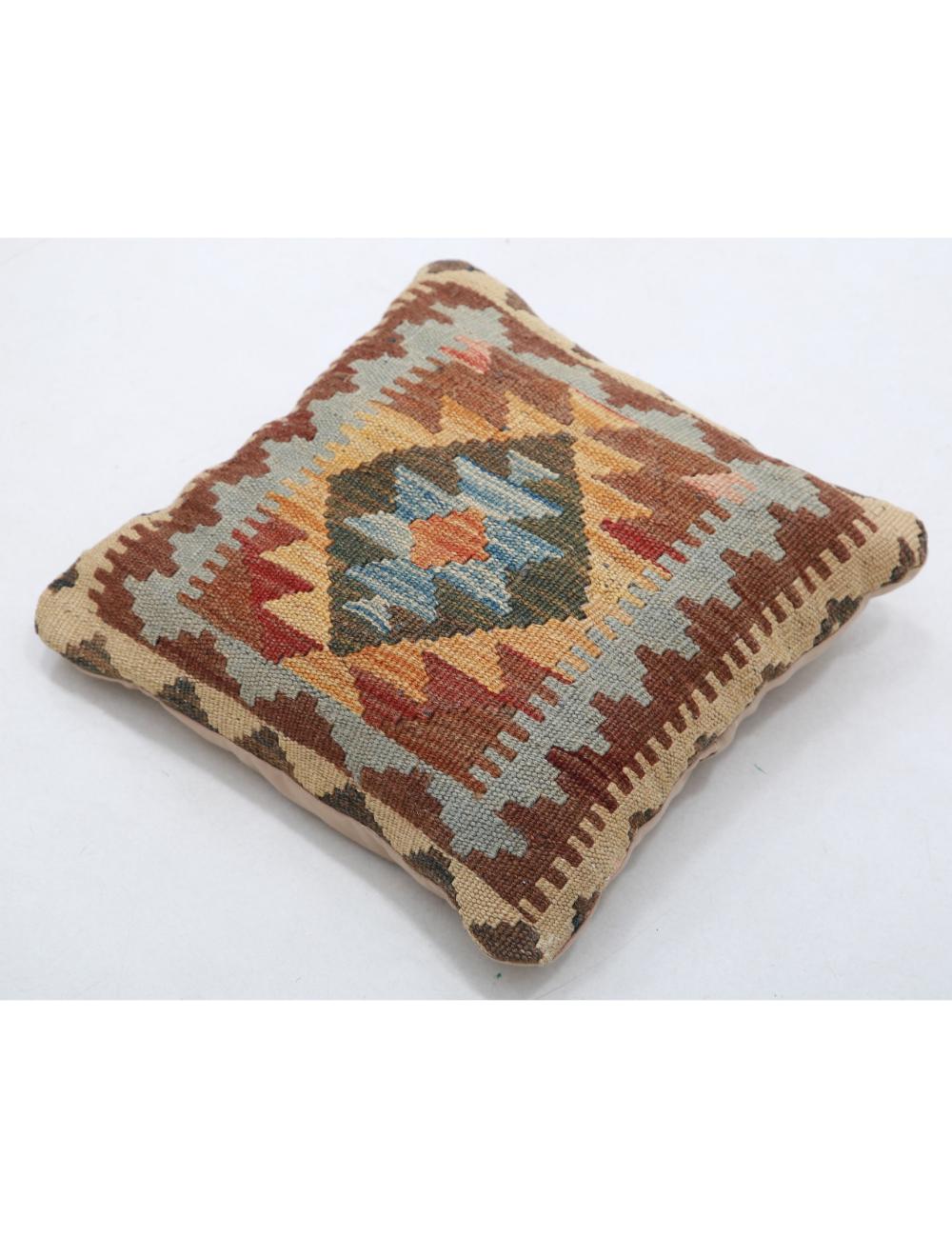 Hand Woven Tribal Multi Color Geometric Wool Pillow - 1'5'' x 1'5'' Arteverk Arteverk Rugs