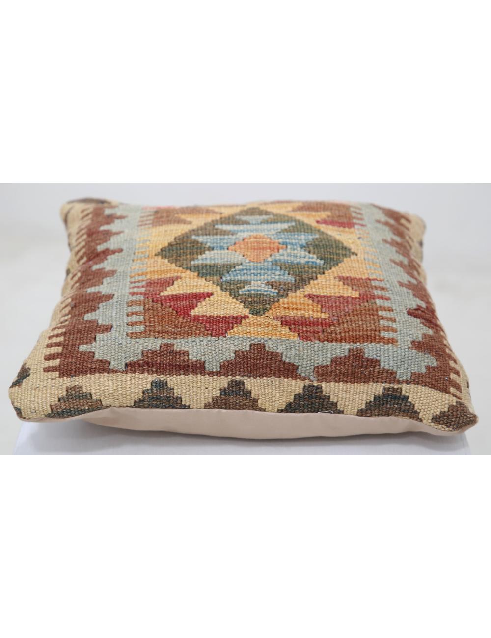 Hand Woven Tribal Multi Color Geometric Wool Pillow - 1'5'' x 1'5'' Arteverk Arteverk Rugs