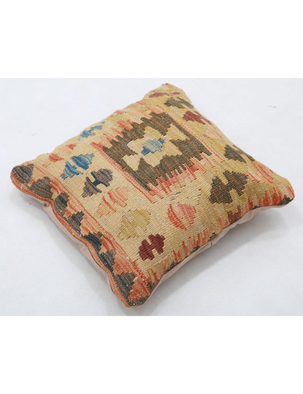 Hand Woven Tribal Multi Color Geometric Wool Pillow - 1'5'' x 1'5'' Arteverk Arteverk Rugs