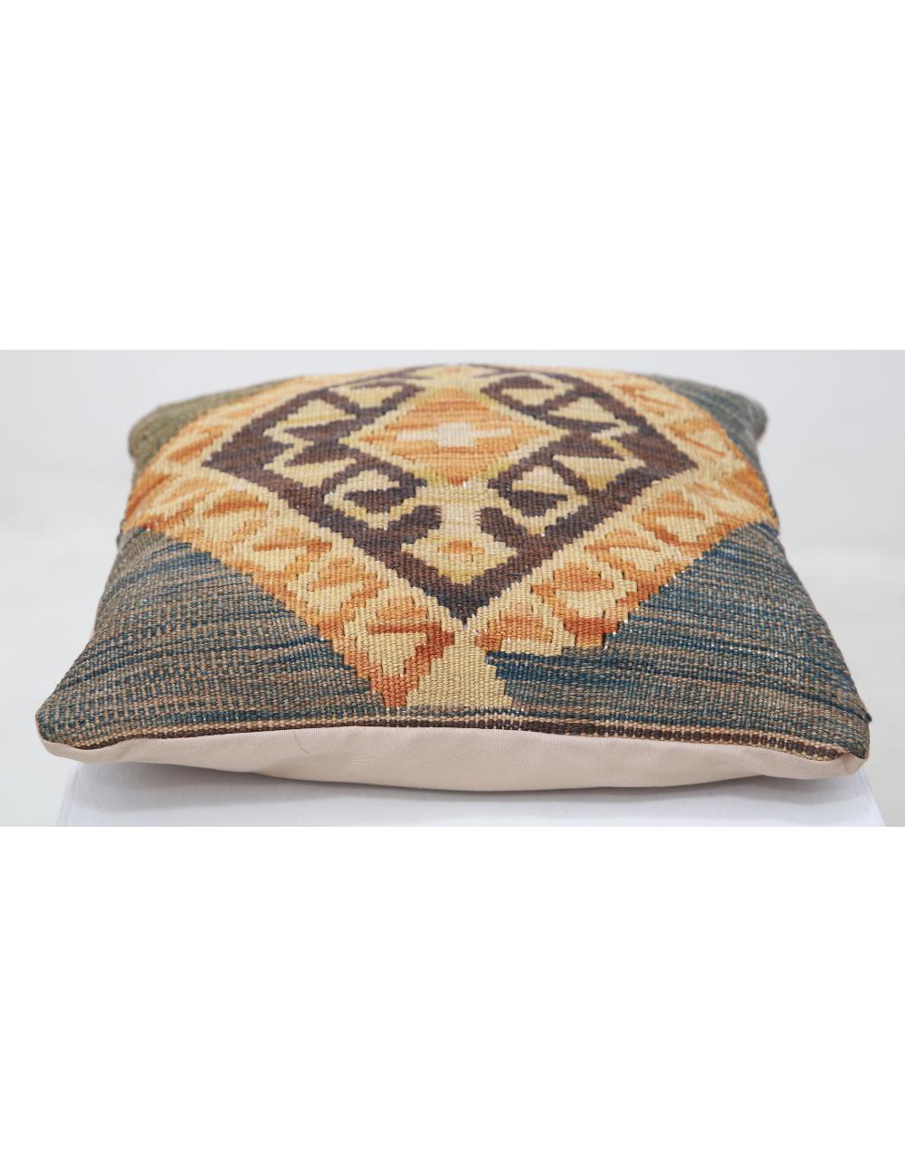 Hand Woven Tribal Multi Color Geometric Wool Pillow - 1'5'' x 1'5'' Arteverk Arteverk Rugs
