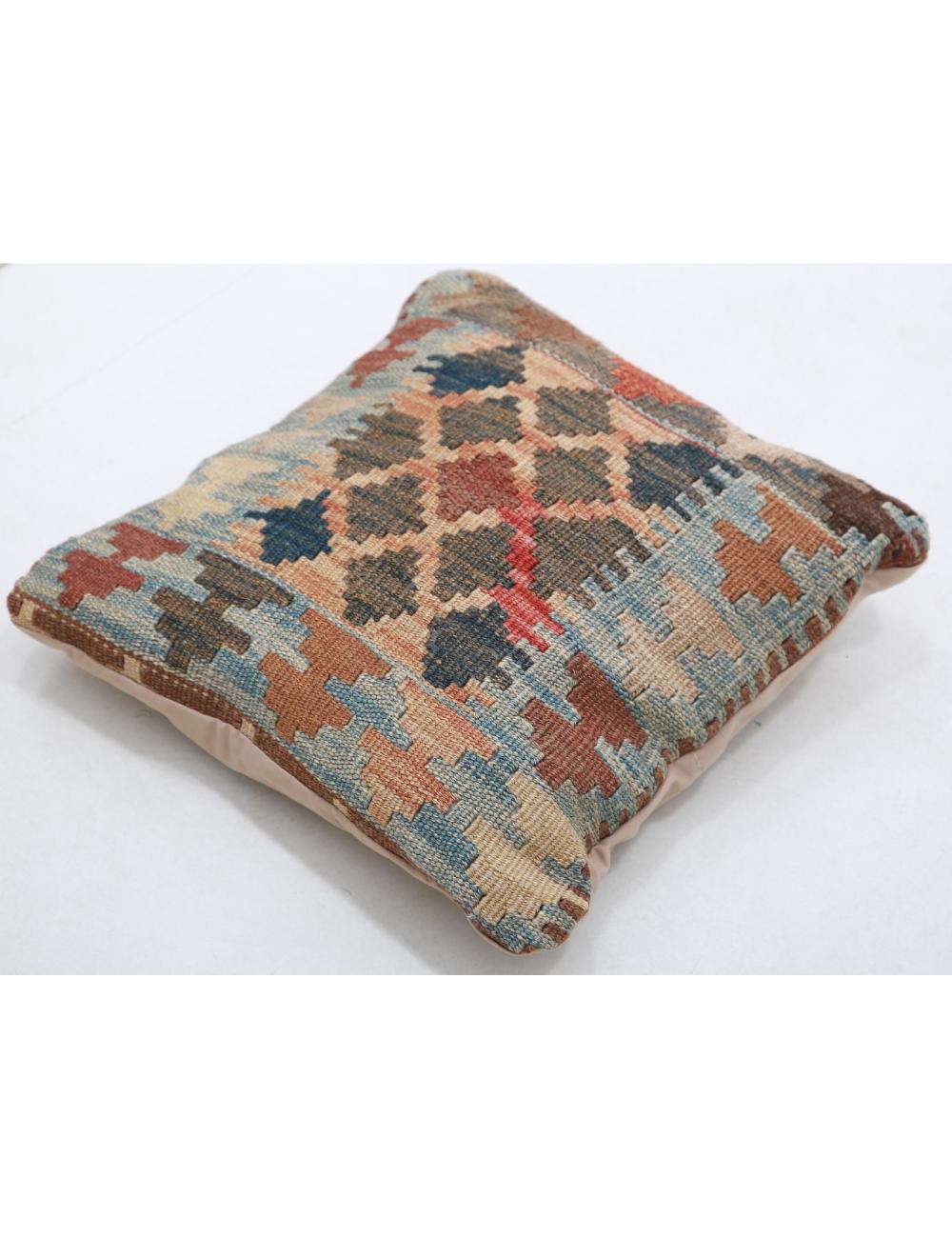 Hand Woven Tribal Multi Color Geometric Wool Pillow - 1'0'' x 1'0'' Arteverk Arteverk Rugs