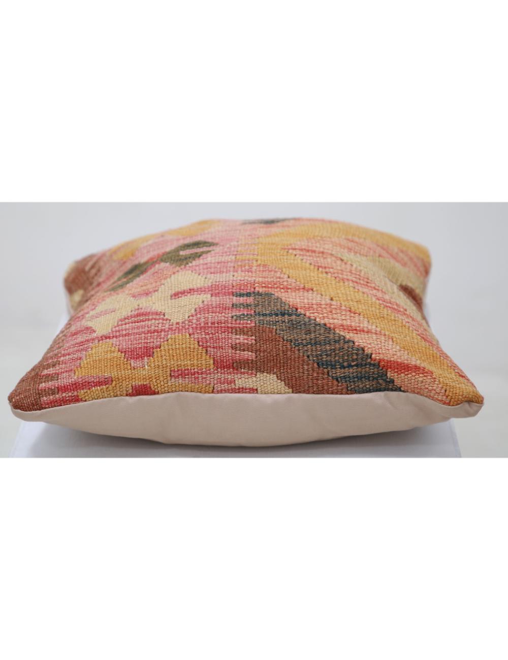 Hand Woven Tribal Multi Color Geometric Wool Pillow - 1'5'' x 1'5'' Arteverk Arteverk Rugs