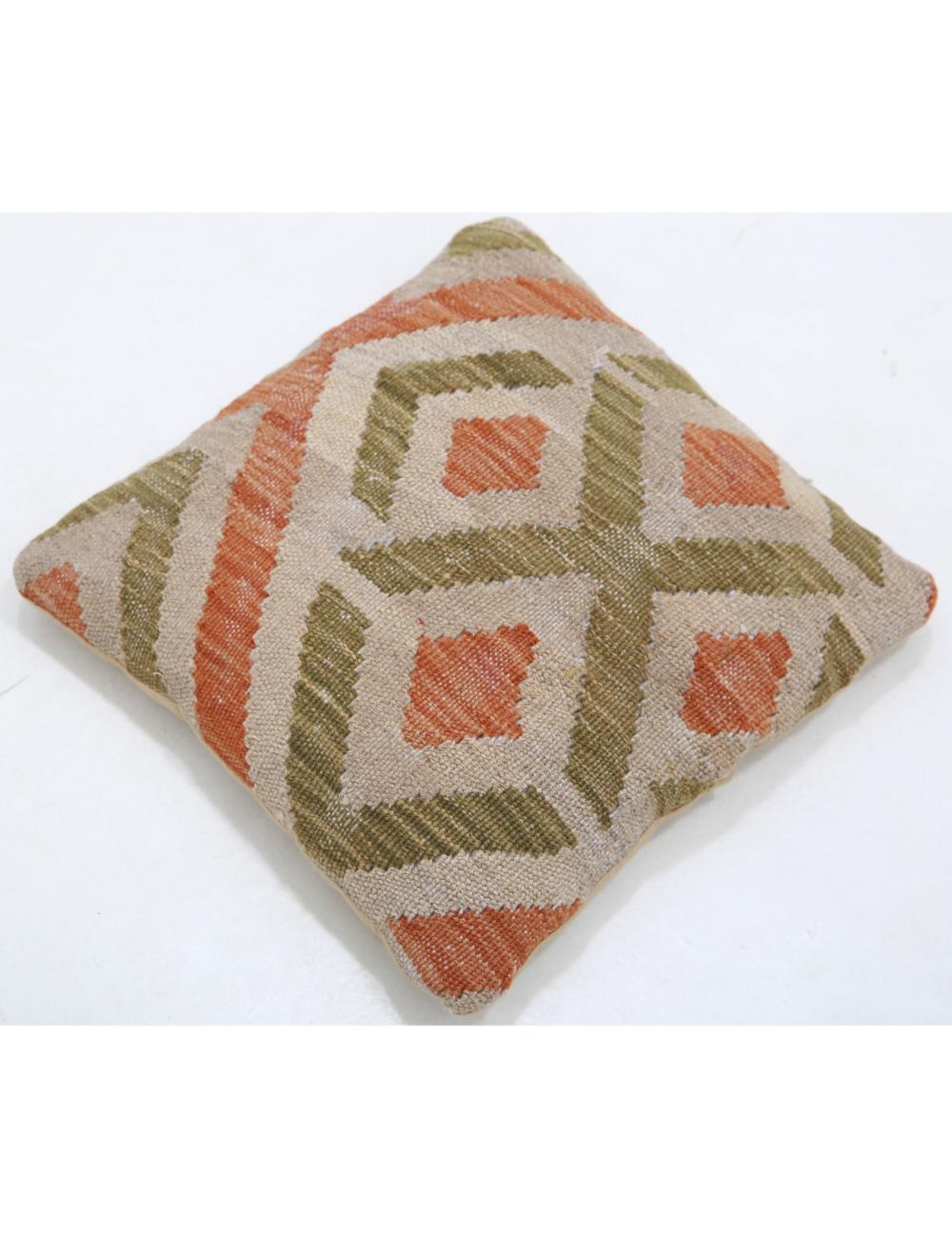 Hand Woven Tribal Multi Color Geometric Wool Pillow - 1'5'' x 1'5'' Arteverk Arteverk Rugs