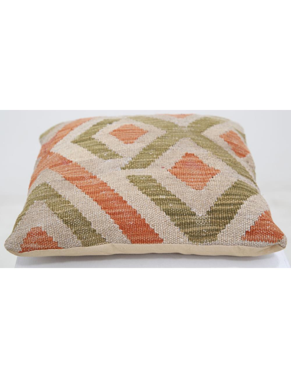 Hand Woven Tribal Multi Color Geometric Wool Pillow - 1'5'' x 1'5'' Arteverk Arteverk Rugs