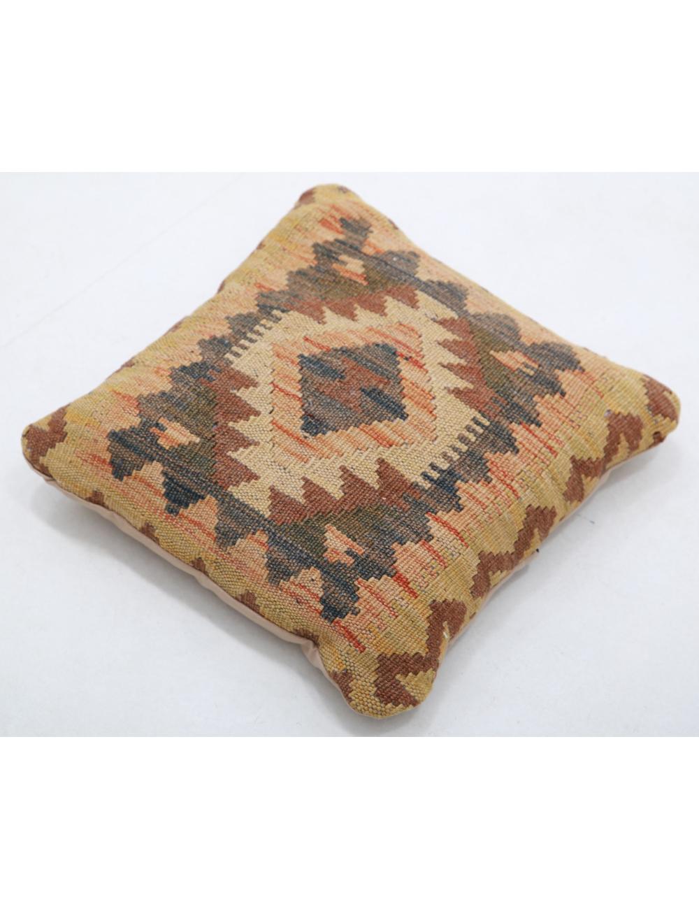 Hand Woven Tribal Multi Color Geometric Wool Pillow - 1'5'' x 1'5'' Arteverk Arteverk Rugs