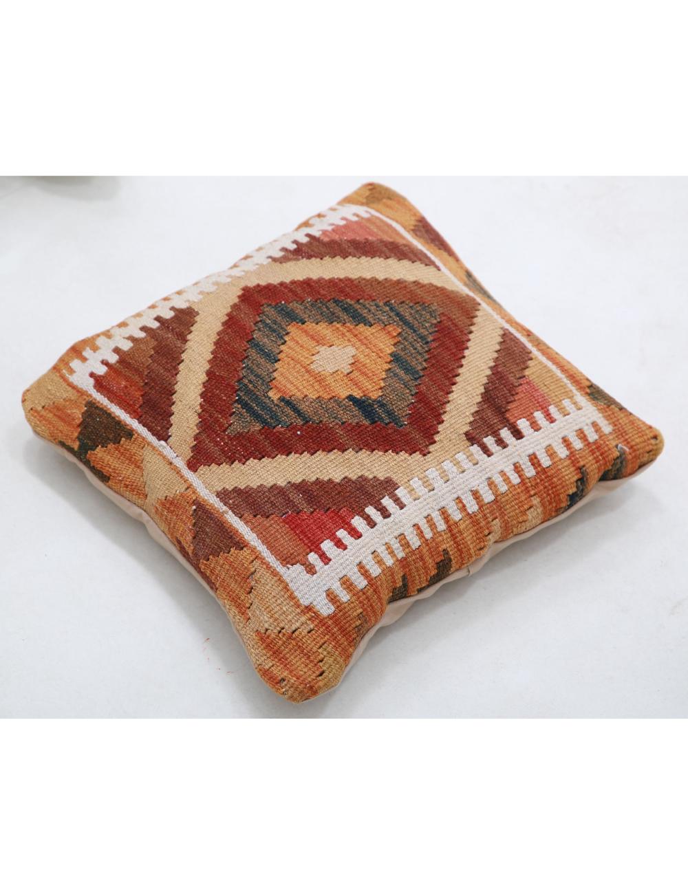 Hand Woven Tribal Multi Color Geometric Wool Pillow - 1'5'' x 1'5'' Arteverk Arteverk Rugs