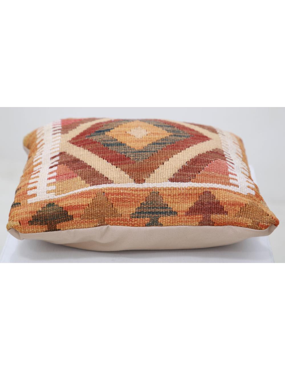 Hand Woven Tribal Multi Color Geometric Wool Pillow - 1'5'' x 1'5'' Arteverk Arteverk Rugs