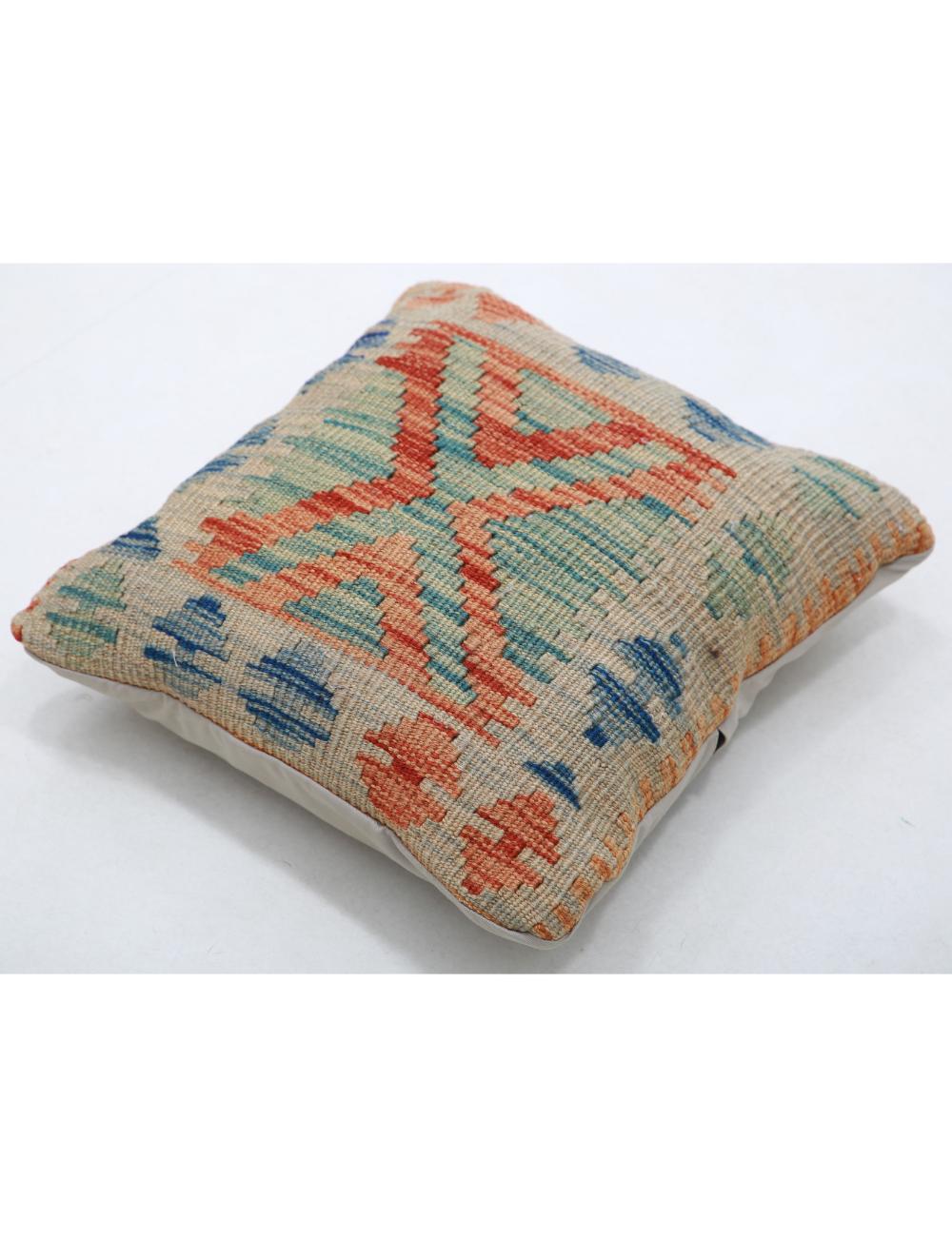 Hand Woven Tribal Multi Color Geometric Wool Pillow - 1'5'' x 1'5'' Arteverk Arteverk Rugs