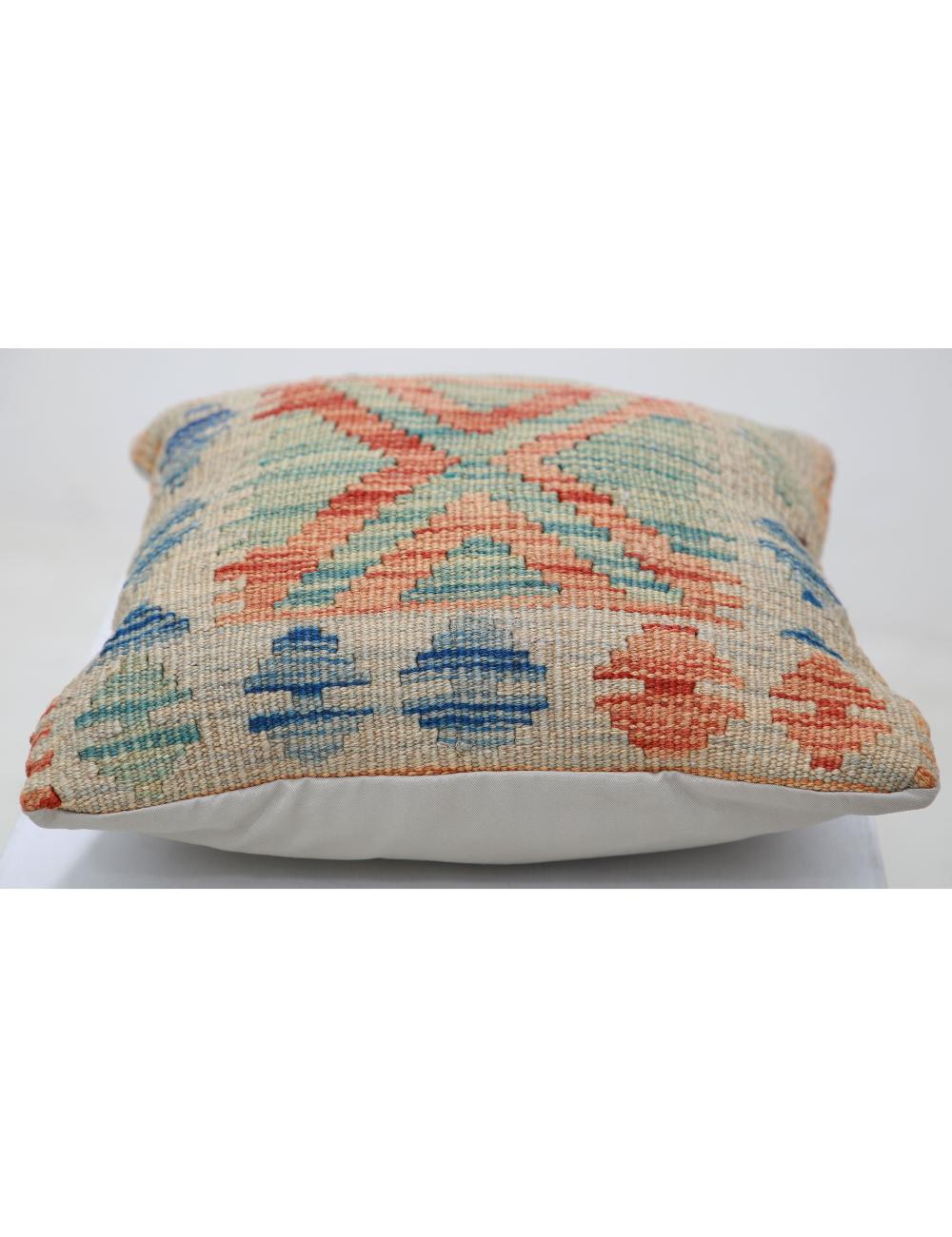 Hand Woven Tribal Multi Color Geometric Wool Pillow - 1'5'' x 1'5'' Arteverk Arteverk Rugs