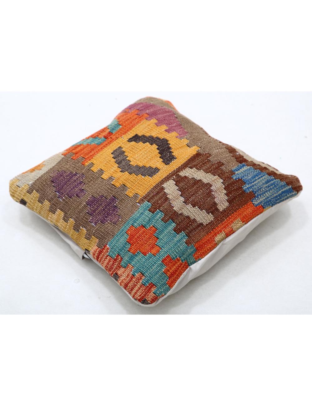Hand Woven Tribal Multi Color Geometric Wool Pillow - 1'5'' x 1'5'' Arteverk Arteverk Rugs