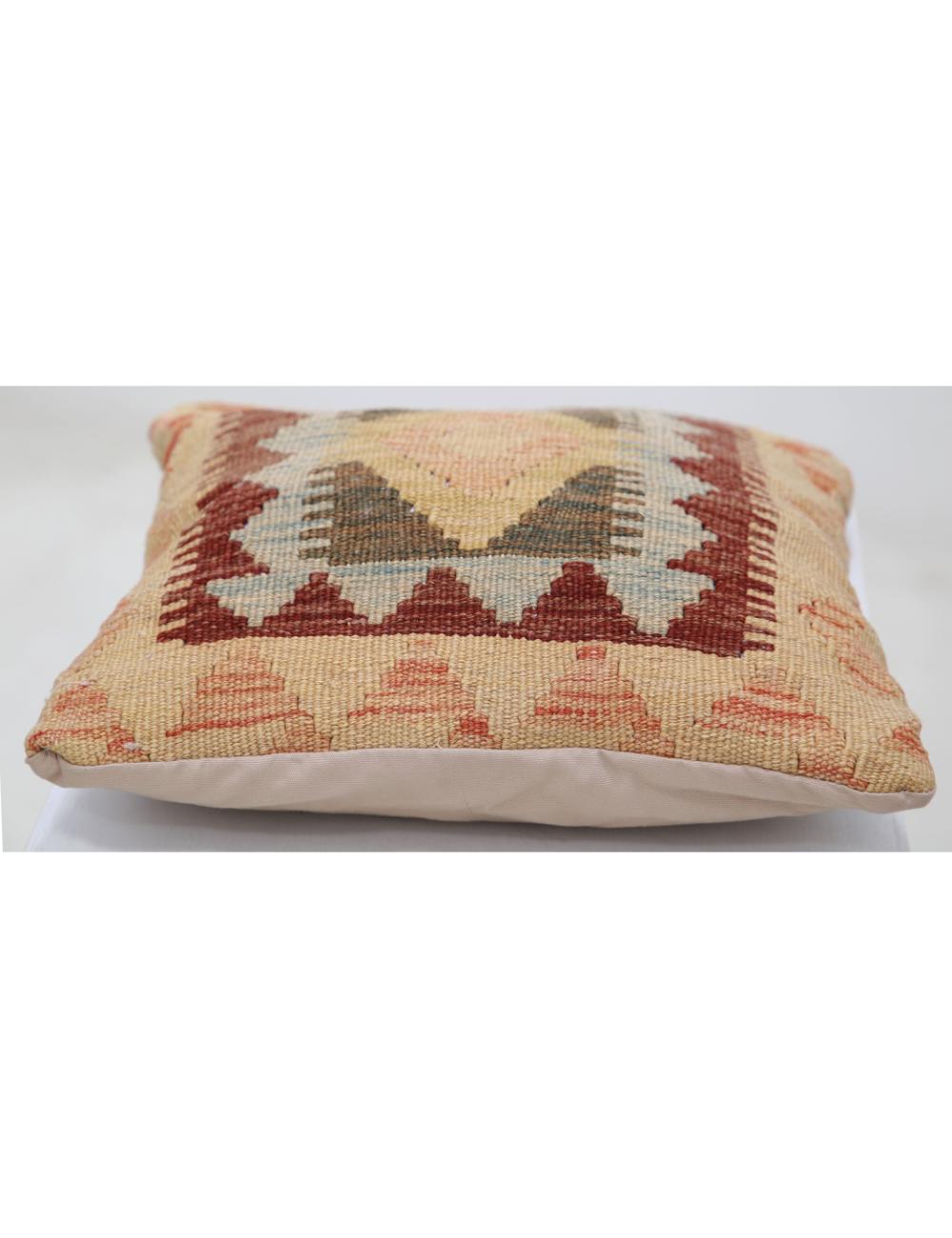 Hand Woven Tribal Multi Color Geometric Wool Pillow - 1'5'' x 1'5'' Arteverk Arteverk Rugs