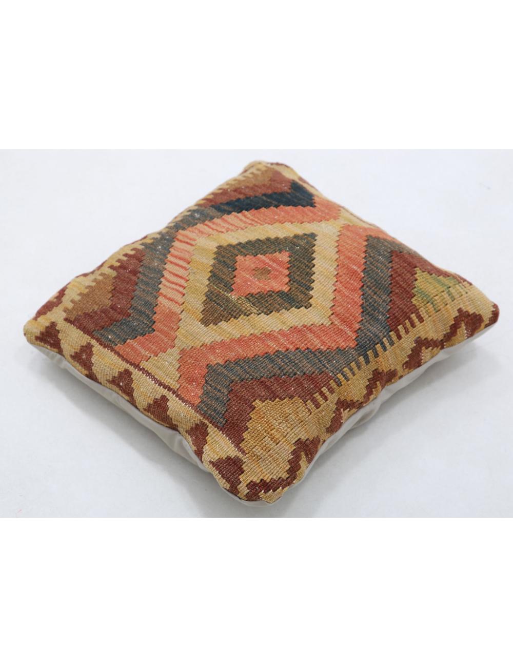 Hand Woven Tribal Multi Color Geometric Wool Pillow - 1'5'' x 1'5'' Arteverk Arteverk Rugs