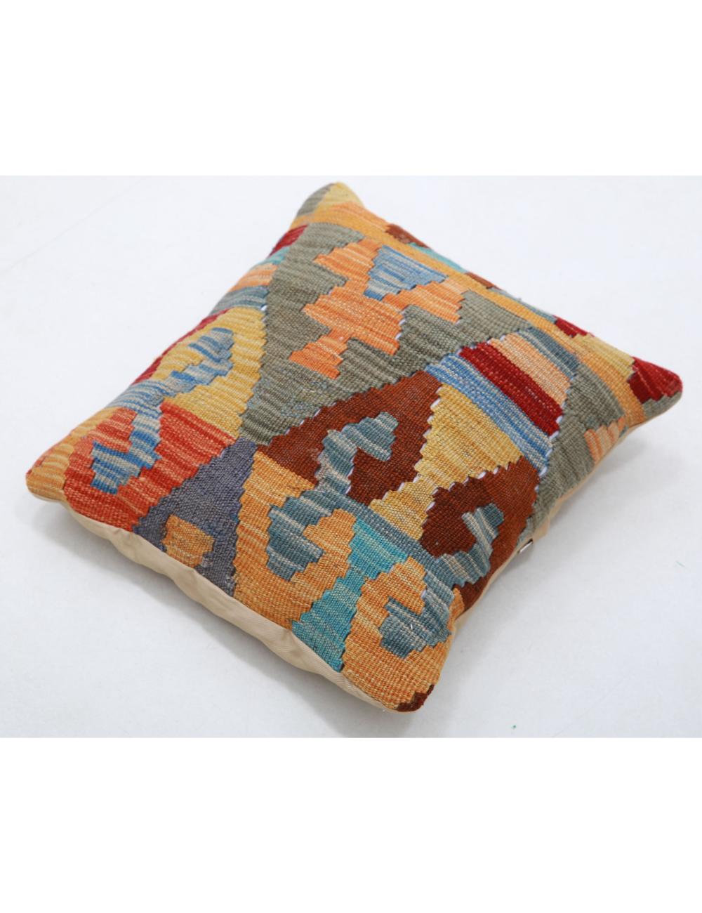 Hand Woven Tribal Multi Color Geometric Wool Pillow - 1'5'' x 1'5'' Arteverk Arteverk Rugs