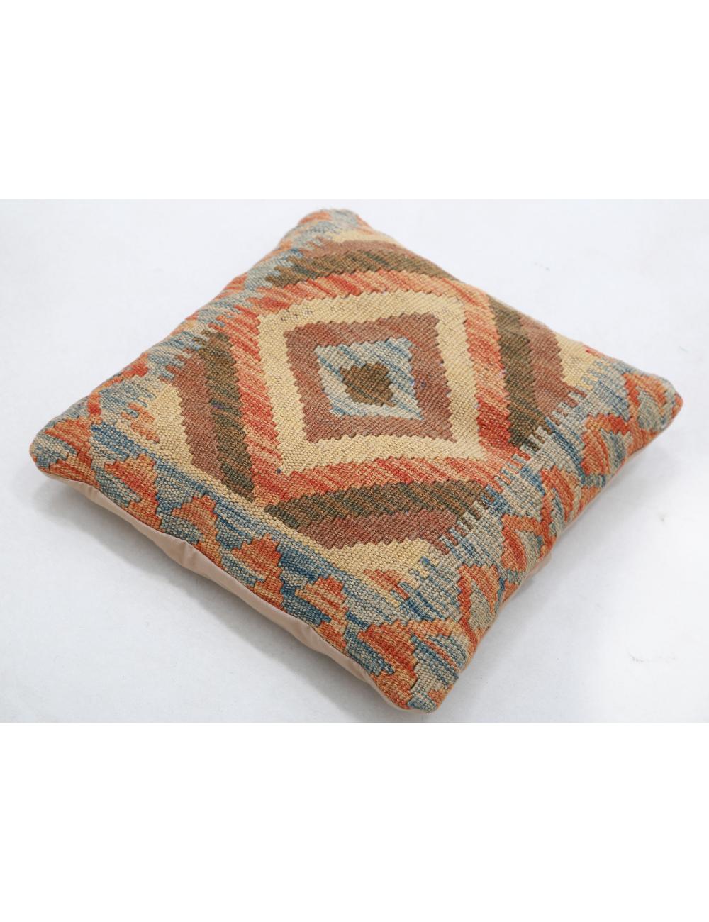 Hand Woven Tribal Multi Color Geometric Wool Pillow - 1'5'' x 1'5'' Arteverk Arteverk Rugs