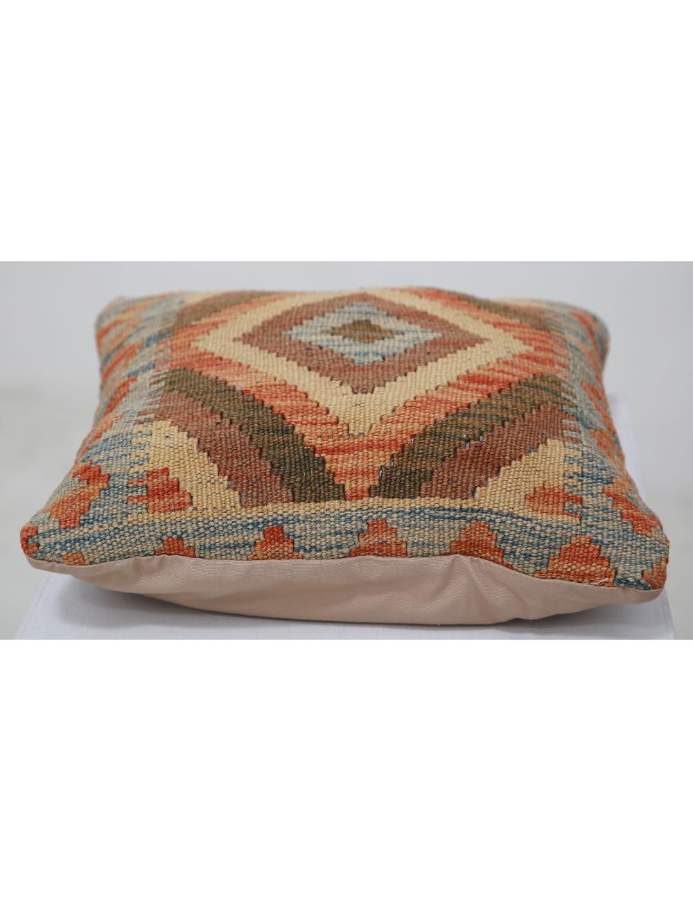 Hand Woven Tribal Multi Color Geometric Wool Pillow - 1'5'' x 1'5'' Arteverk Arteverk Rugs