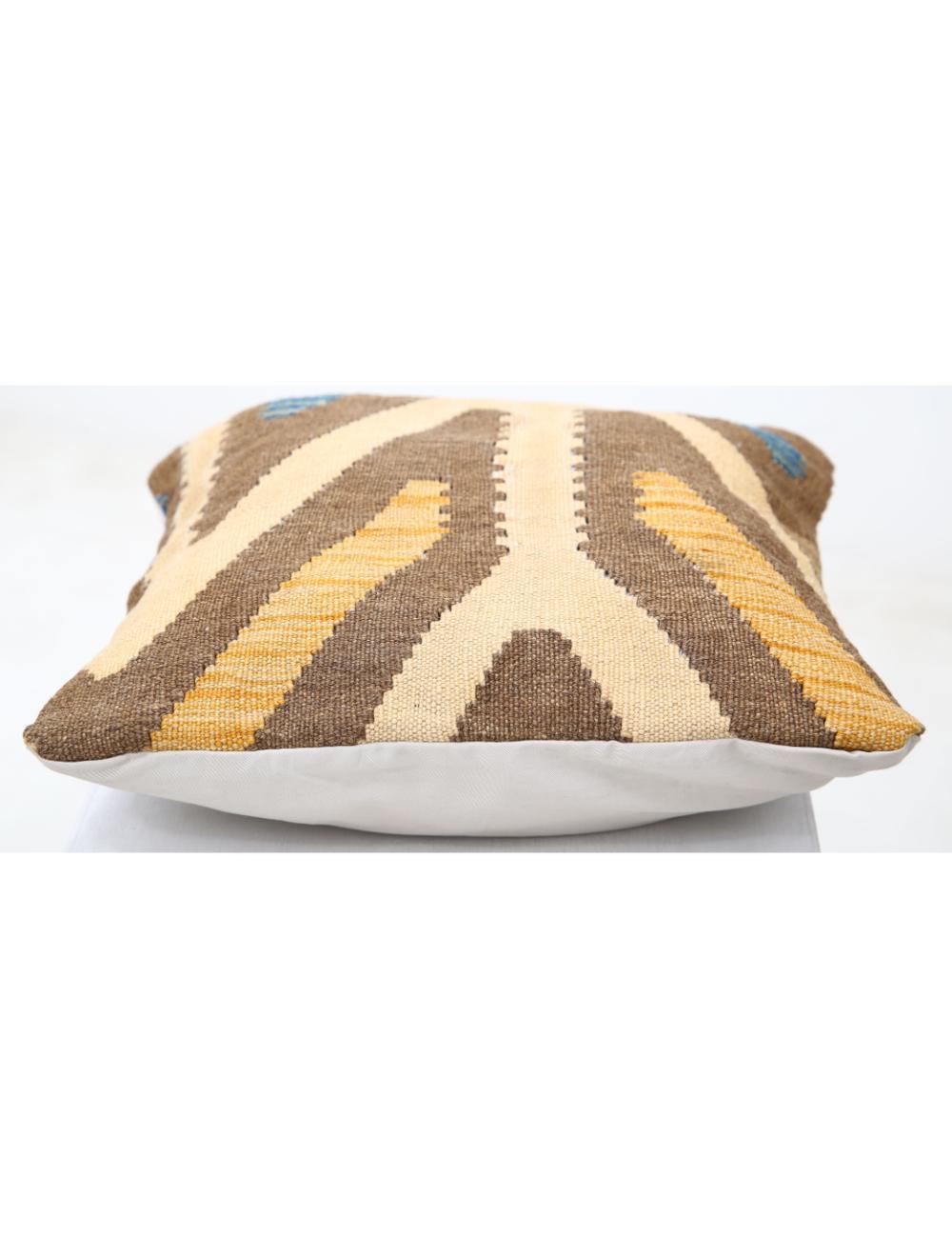 Hand Woven Tribal Multi Color Geometric Wool Pillow - 1'5'' x 1'5'' Arteverk Arteverk Rugs