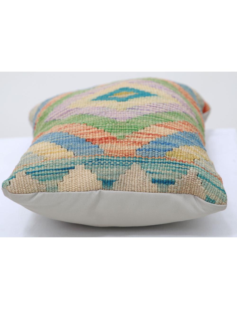 Hand Woven Tribal Multi Color Geometric Wool Pillow - 1'0'' x 1'5'' Arteverk Arteverk Rugs