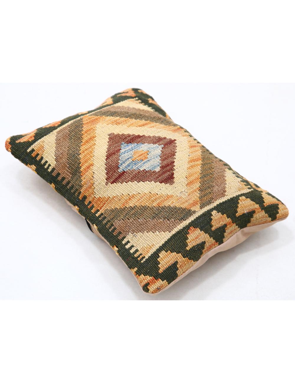 Hand Woven Tribal Multi Color Geometric Wool Pillow - 1'0'' x 1'5'' Arteverk Arteverk Rugs