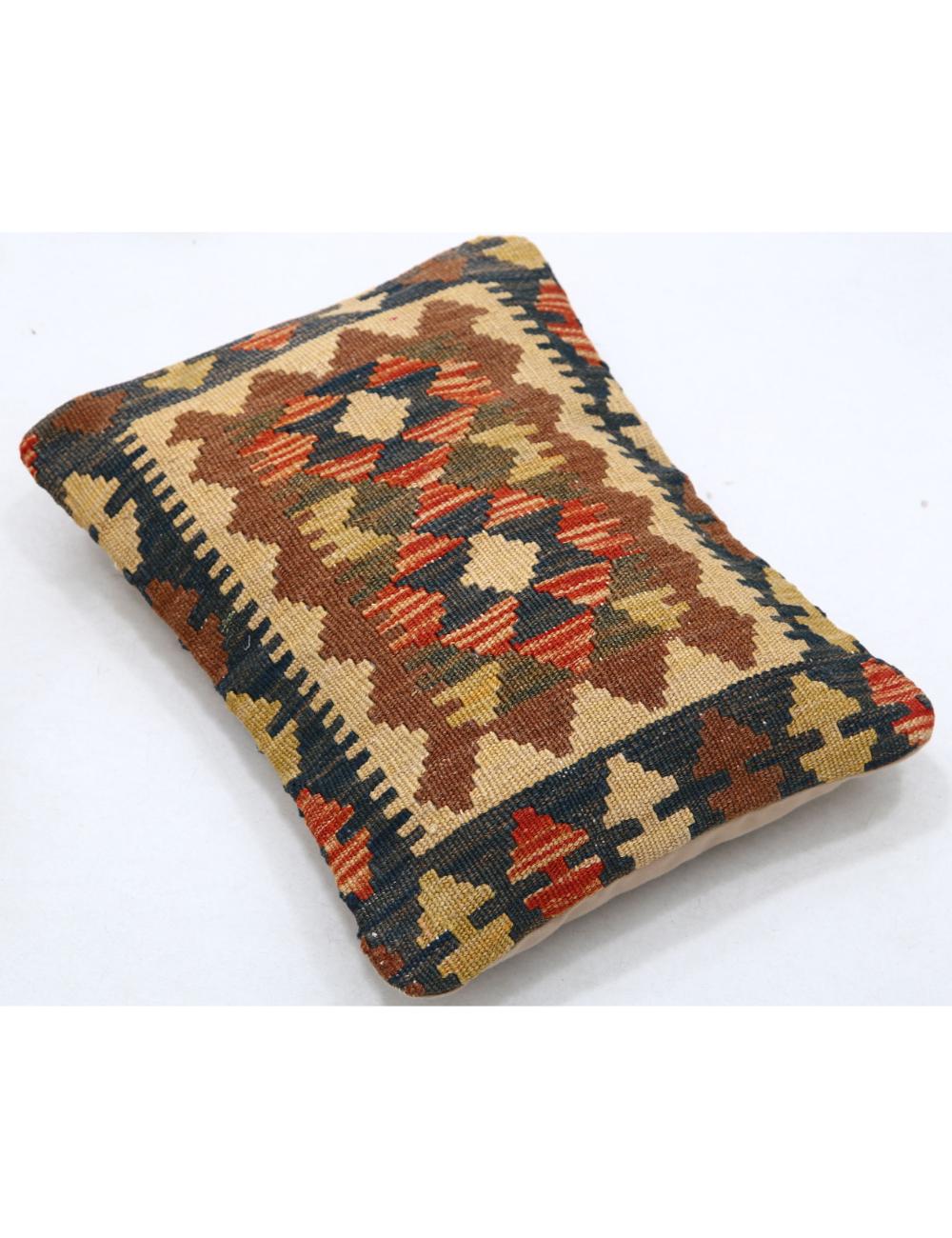 Hand Woven Tribal Multi Color Geometric Wool Pillow - 1'0'' x 1'5'' Arteverk Arteverk Rugs