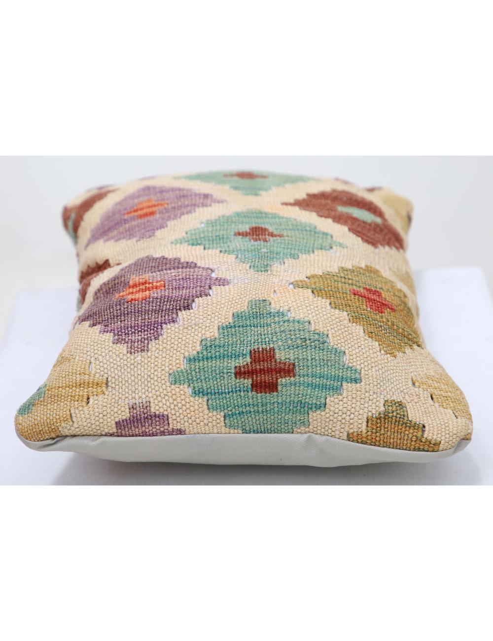 Hand Woven Tribal Multi Color Geometric Wool Pillow - 1'0'' x 1'5'' Arteverk Arteverk Rugs