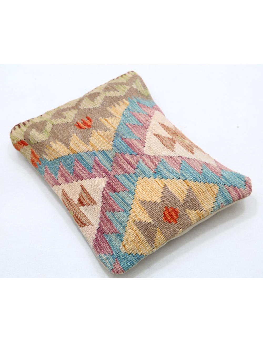 Hand Woven Tribal Multi Color Geometric Wool Pillow - 1'0'' x 1'5'' Arteverk Arteverk Rugs