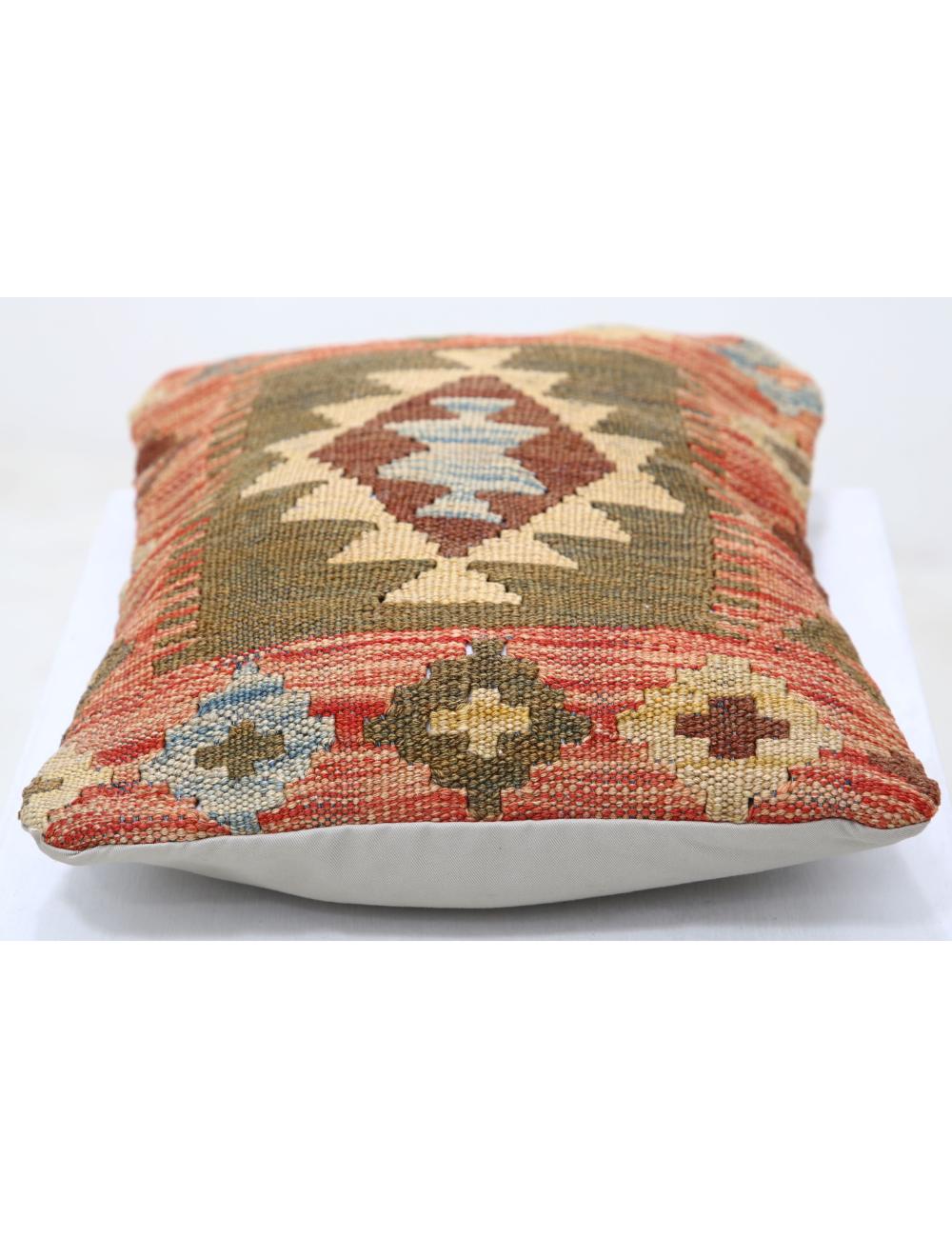 Hand Woven Tribal Multi Color Geometric Wool Pillow - 1'0'' x 1'5'' Arteverk Arteverk Rugs