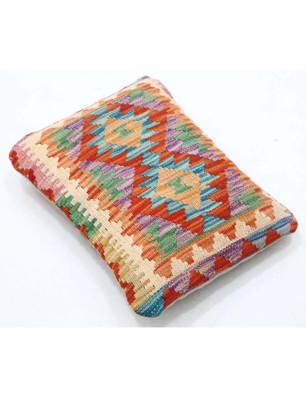 Hand Woven Tribal Multi Color Geometric Wool Pillow - 1'0'' x 1'5'' Arteverk Arteverk Rugs