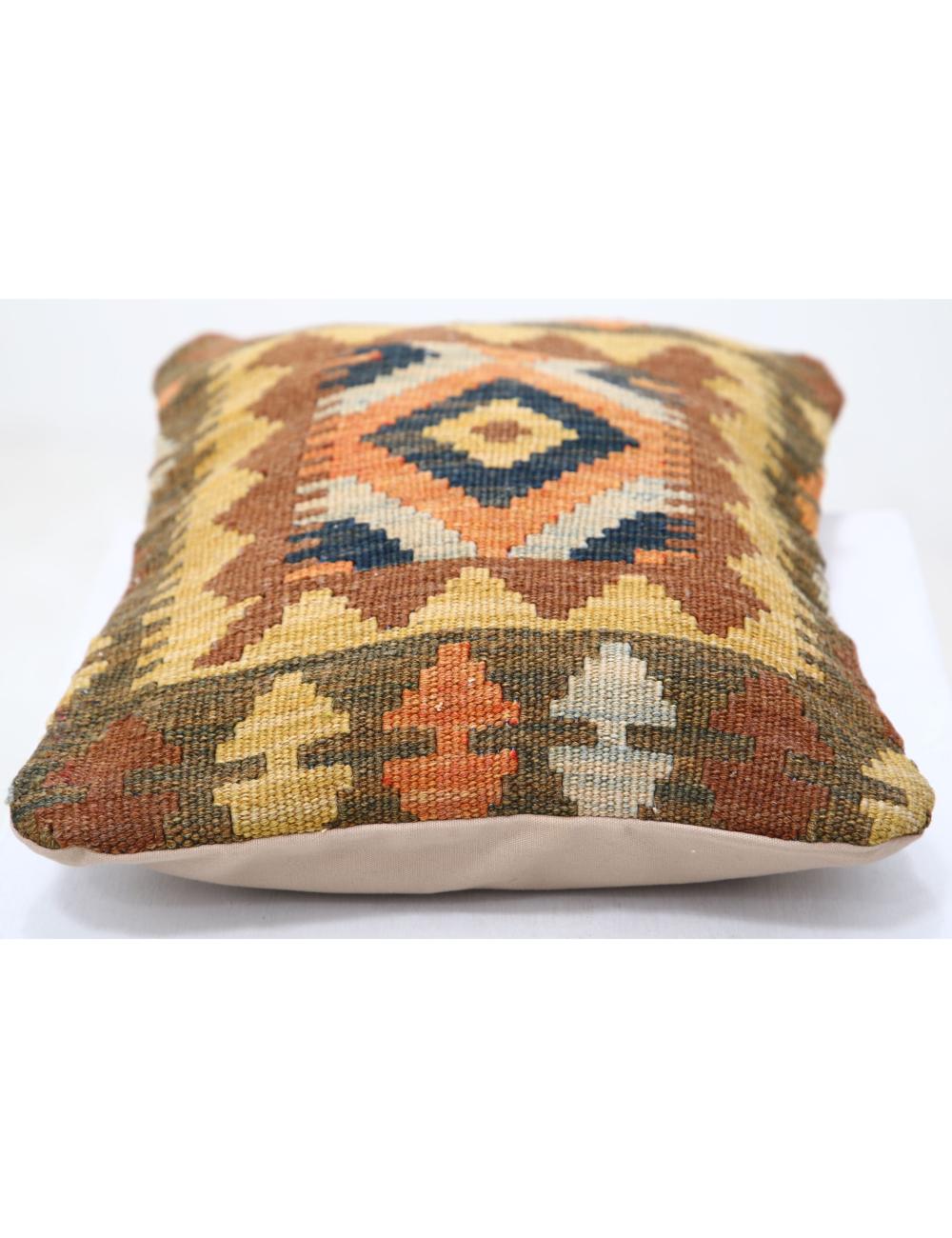 Hand Woven Tribal Multi Color Geometric Wool Pillow - 1'0'' x 1'5'' Arteverk Arteverk Rugs