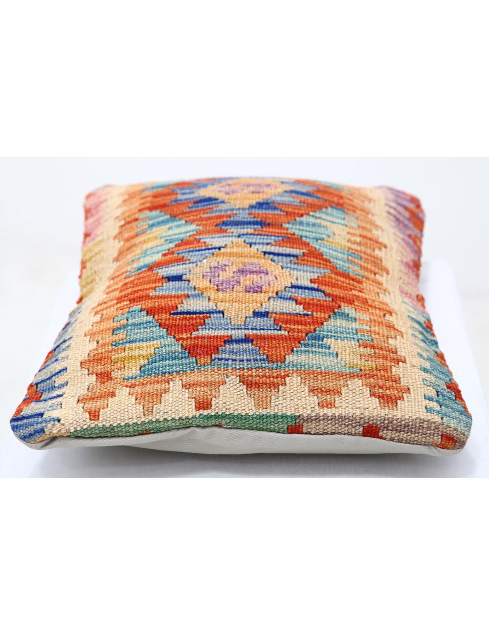 Hand Woven Tribal Multi Color Geometric Wool Pillow - 1'0'' x 1'5'' Arteverk Arteverk Rugs