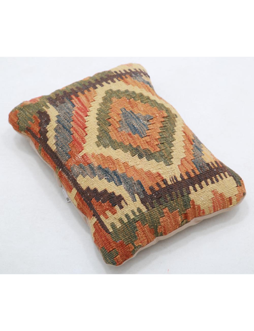 Hand Woven Tribal Multi Color Geometric Wool Pillow - 1'0'' x 1'5'' Arteverk Arteverk Rugs