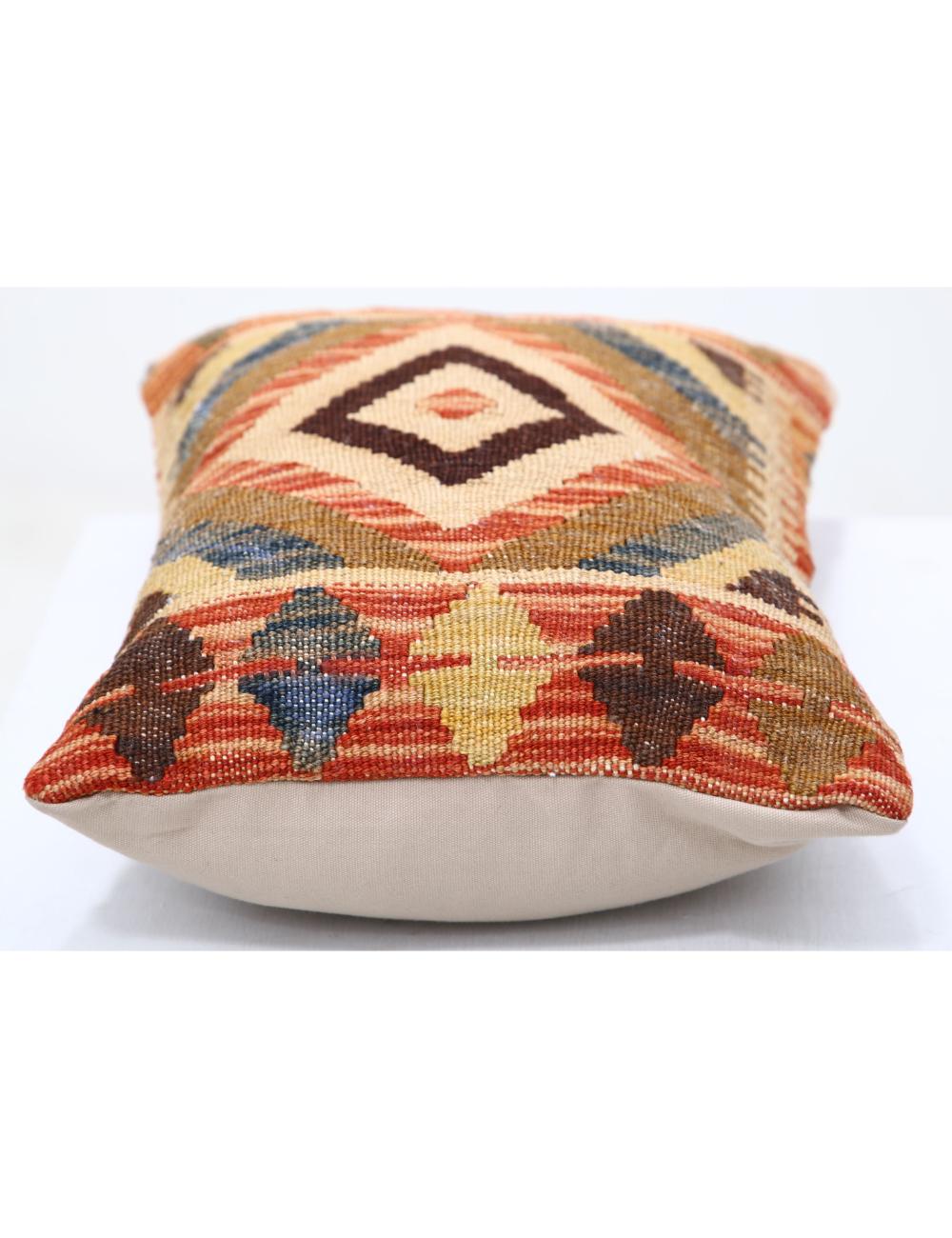 Hand Woven Tribal Multi Color Geometric Wool Pillow - 1'0'' x 1'5'' Arteverk Arteverk Rugs