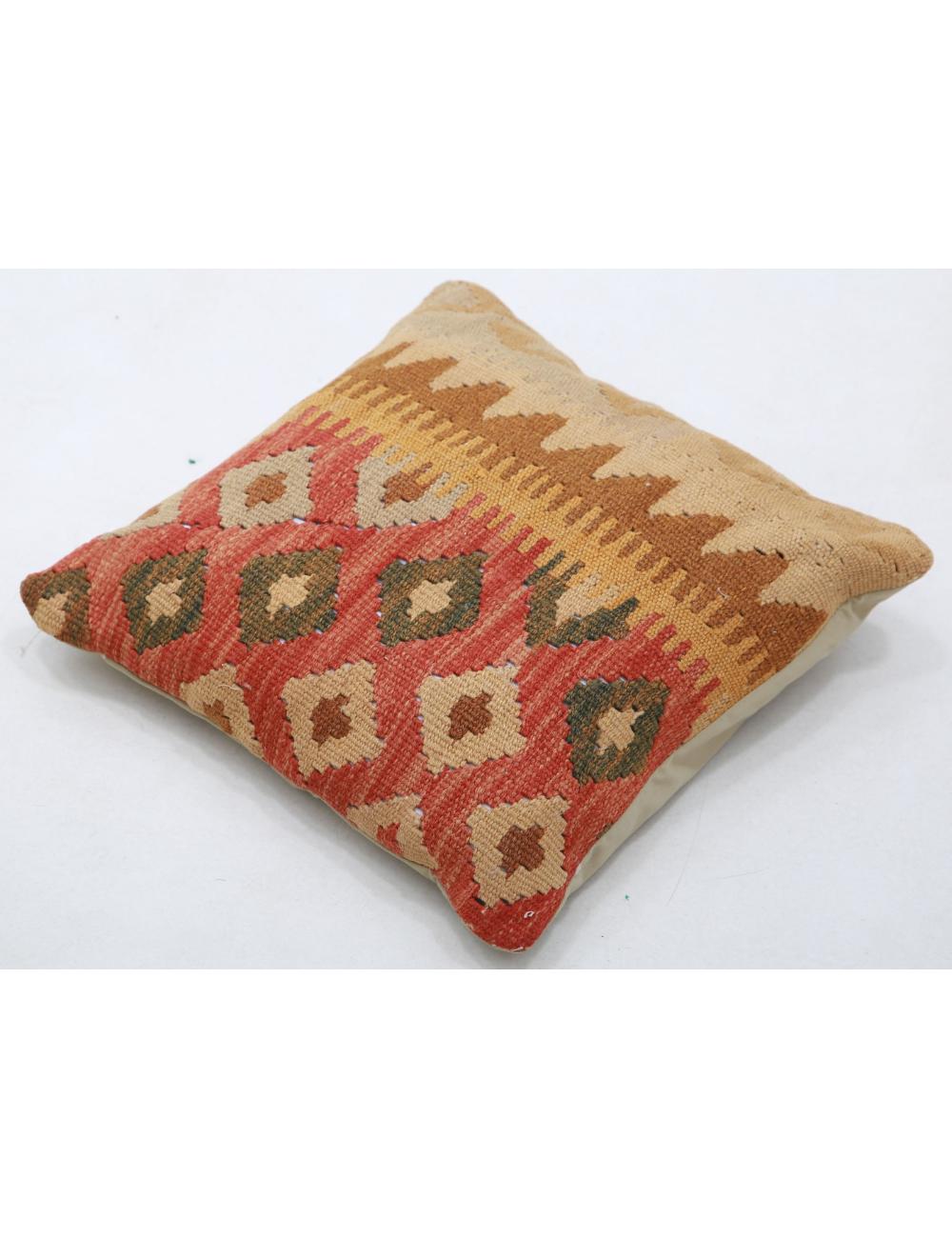 Hand Woven Tribal Multi Color Geometric Wool Pillow - 1'5'' x 1'5'' Arteverk Arteverk Rugs