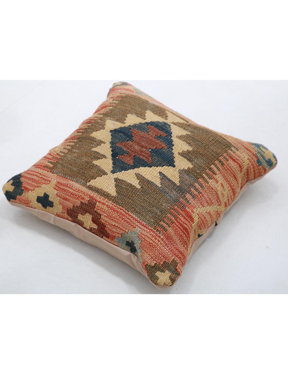 Hand Woven Tribal Multi Color Geometric Wool Pillow - 1'5'' x 1'5'' Arteverk Arteverk Rugs
